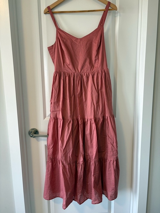 Mexx Dresses & Skirts - Mexx Coral Tiered Midi Dress V Neck Cotton Sleeveless Size L